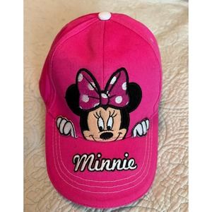 Minnie Mouse Baseball Style Hat Adjustable Velco Strap Pink